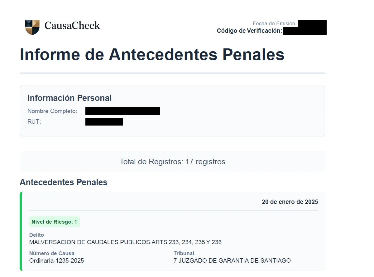 Interfaz del Panel de CausaCheck